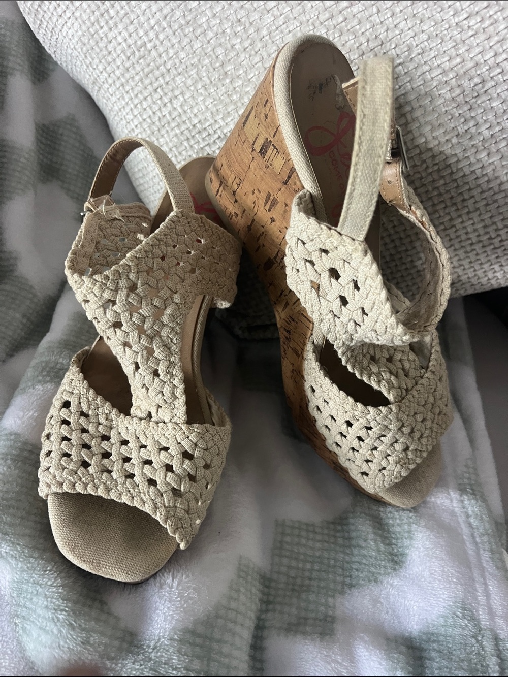 Jellypop Cream Crochet Cork Wedge Sandals